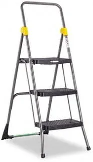COSCO Commercial 3-Step Folding Step Stool, 52-3/16 in, Gray/Orange