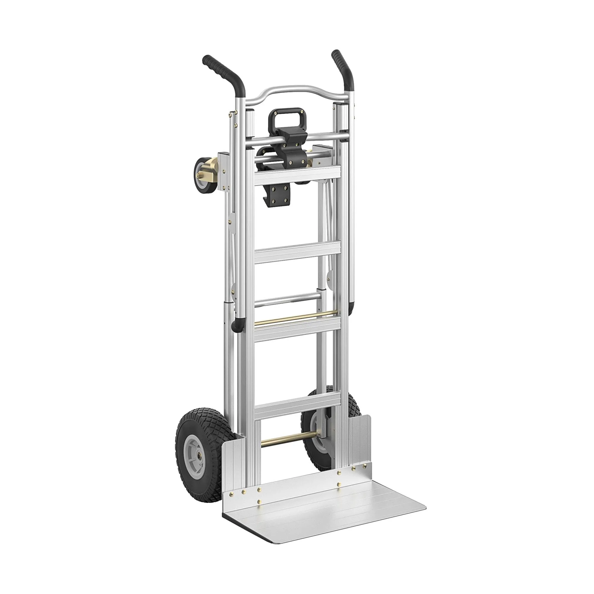 COSCO 3-in-1 Assist Series Aluminum Hand Truck/Cart with Flat Free Wheels, 800/1000 lb Capacity, Silver