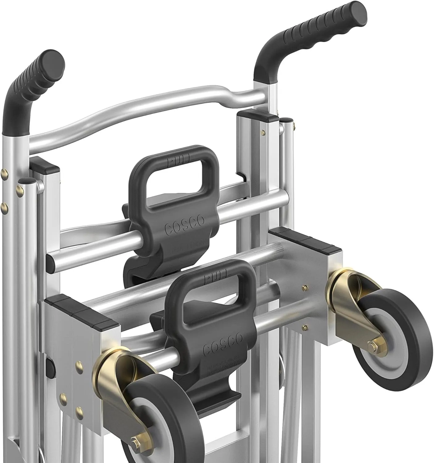 COSCO 3-in-1 Assist Series Aluminum Hand Truck/Cart with Flat Free Wheels, 800/1000 lb Capacity, Silver