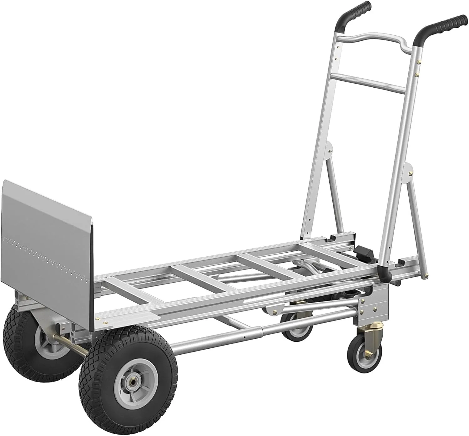 COSCO 3-in-1 Assist Series Aluminum Hand Truck/Cart with Flat Free Wheels, 800/1000 lb Capacity, Silver