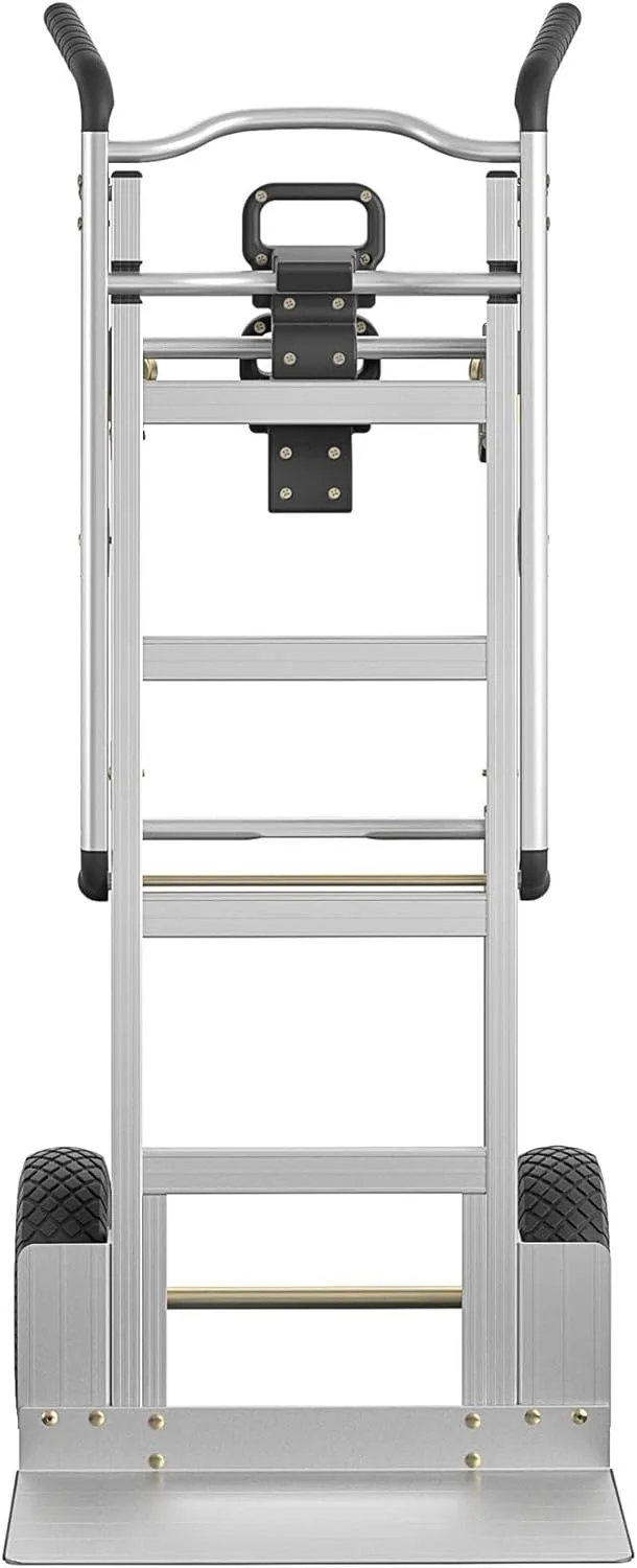 COSCO 3-in-1 Assist Series Aluminum Hand Truck/Cart with Flat Free Wheels, 800/1000 lb Capacity, Silver