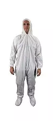 COVERALL - KEYGUARD - ELASTIC WRISTS -ATTACHED HOOD AND BOOTS - ZIPPER FRONT, 25/CASE