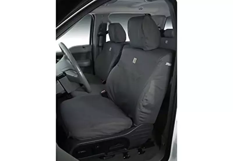 Covercraft Carhartt SeatSaver Custom Seat Covers | Fits 2019-2024 Ram 2500/3500/4500 | 1st Row Bucket Seats, Duck Weave Gravel