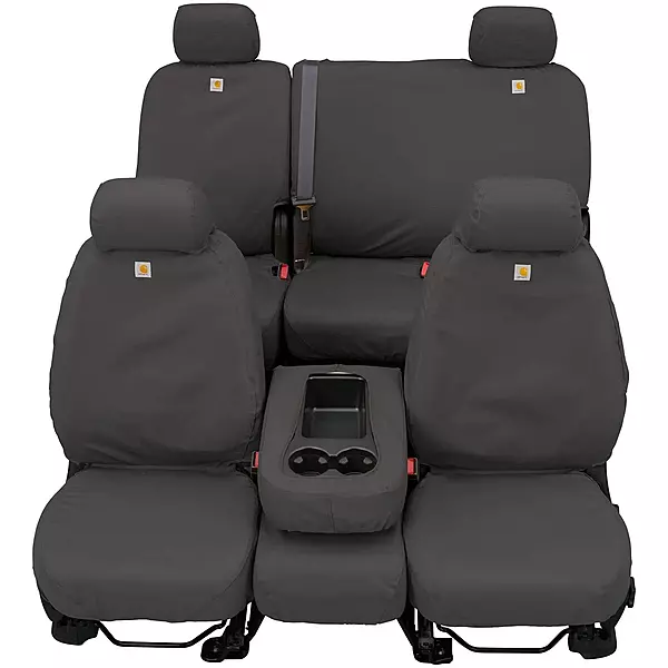 Covercraft Carhartt SeatSaver Custom Seat Covers | Fits 2014-2016 Chevrolet Silverado/GMC Sierra 1500, 2015-2016 Silverado/Sierra 2500/3500 | 1st Row 40/20/40 Bench Seat, Duck Weave Gravel