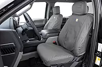 Covercraft Polycotton SeatSaver Custom Seat Covers | Fits 2019-2020 Ford F-150, 2019-2022 Ford F-250/F-350/F-450/F-550 | 1st Row 40/20/40 Bench Seat, Gray