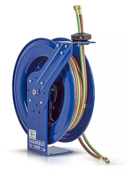 Coxreels Industrial Welding Reel with Oxygen-Acetylene Dual Hose, Model# SHW-N-150, 1/4" Hose ID,Blue