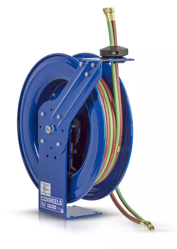 Coxreels Industrial Welding Reel with Oxygen-Acetylene Dual Hose, Model# SHW-N-150, 1/4" Hose ID,Blue