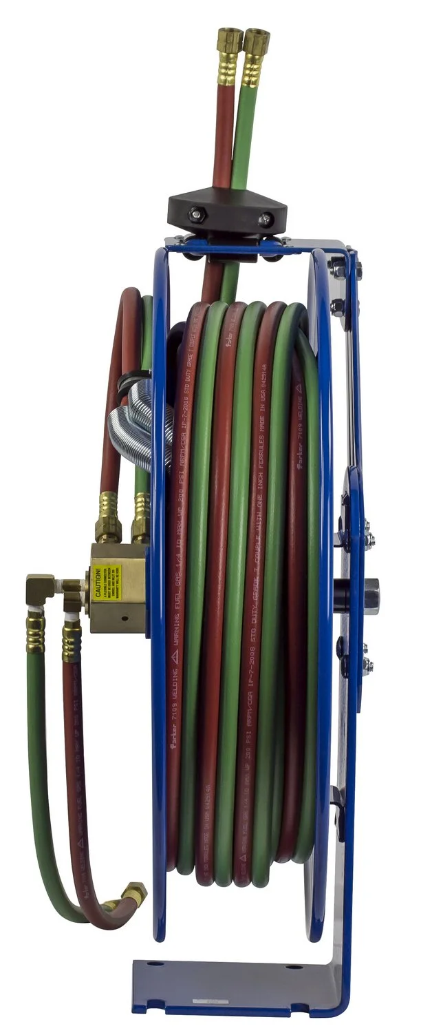Coxreels Industrial Welding Reel with Oxygen-Acetylene Dual Hose, Model# SHW-N-150, 1/4" Hose ID,Blue