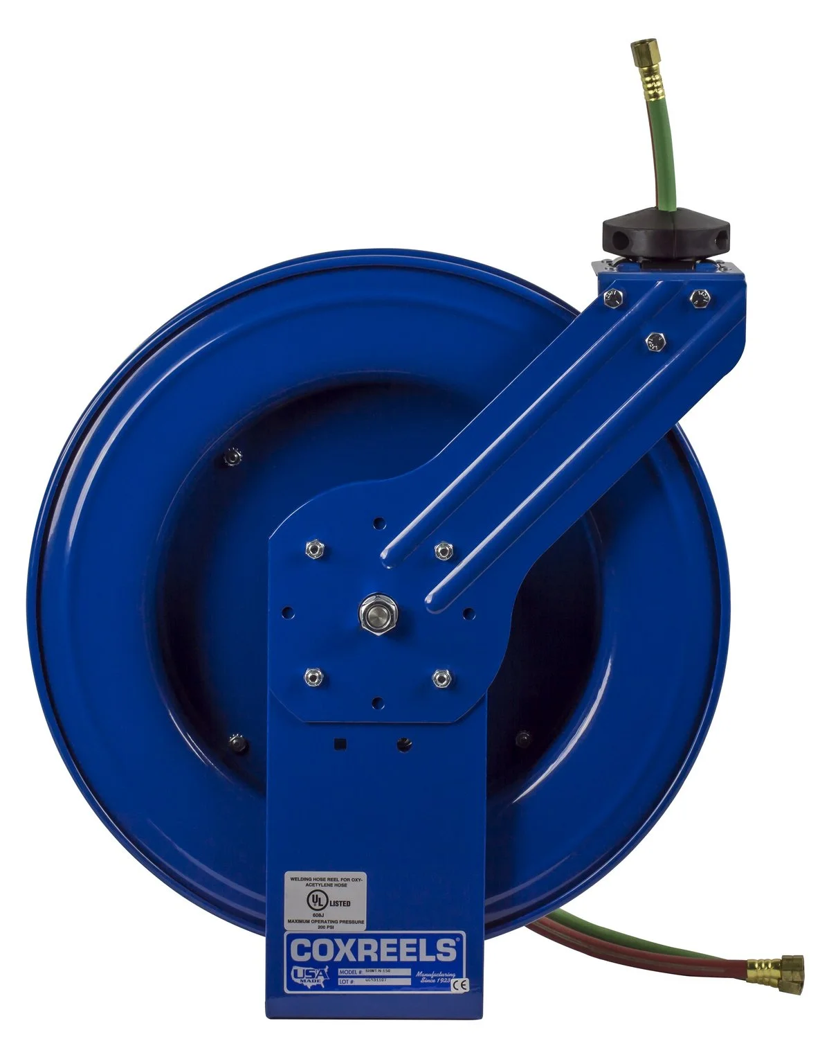 Coxreels Industrial Welding Reel with Oxygen-Acetylene Dual Hose, Model# SHW-N-150, 1/4" Hose ID,Blue