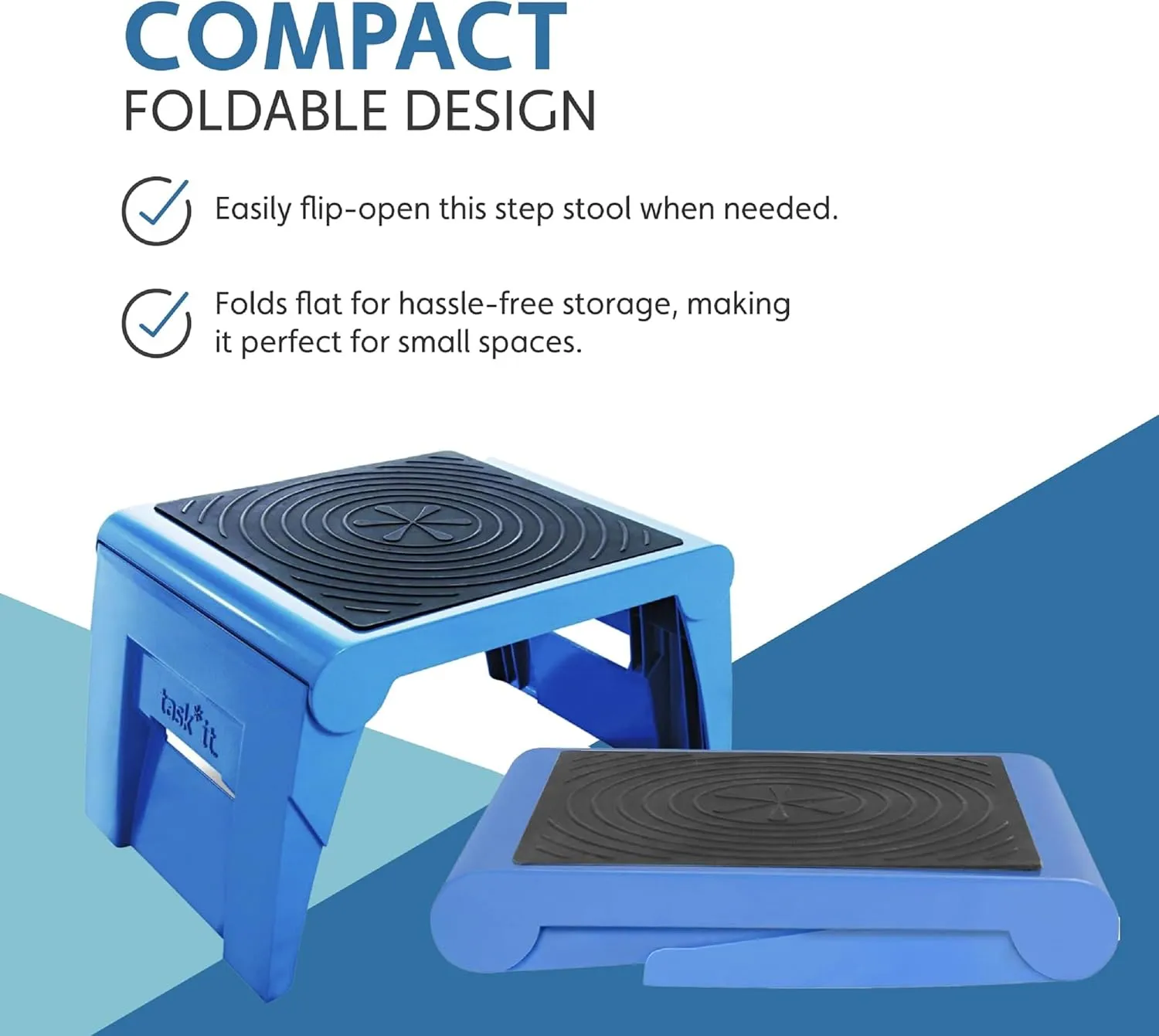 Cramer Folding Step Stool, 1-Step, 250 lb Capacity, 14w x 11.25d x 9.75h, Blue