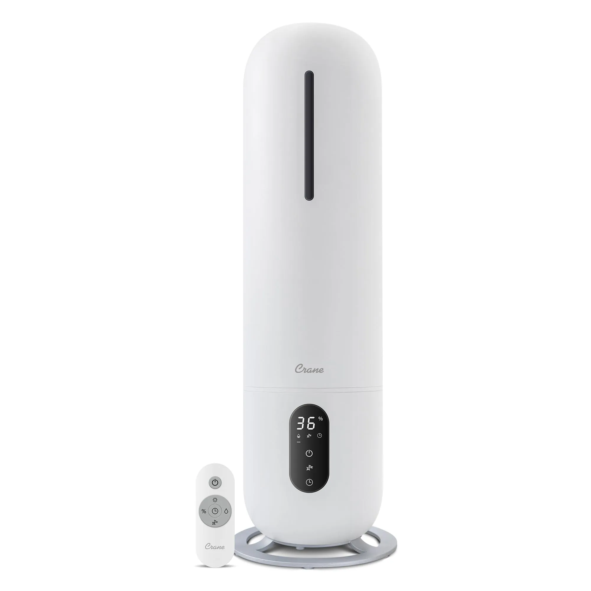 Crane 2 Gallon Top Fill Ultrasonic Cool Mist Tower Humidifier for Home, Whisper Quiet, Filter Free, Dishwasher Safe