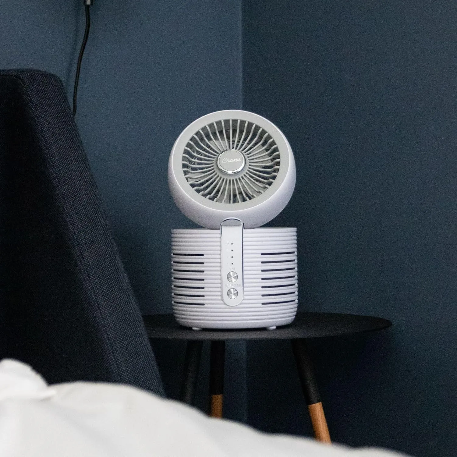 Crane 2-in-1 Air Purifier and Desk Fan, Fan and Air Purifier Combo, Ideal Office Desk Fan, Night Stand Fan