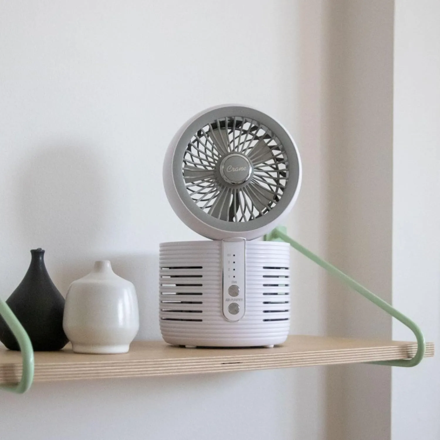 Crane 2-in-1 Air Purifier and Desk Fan, Fan and Air Purifier Combo, Ideal Office Desk Fan, Night Stand Fan