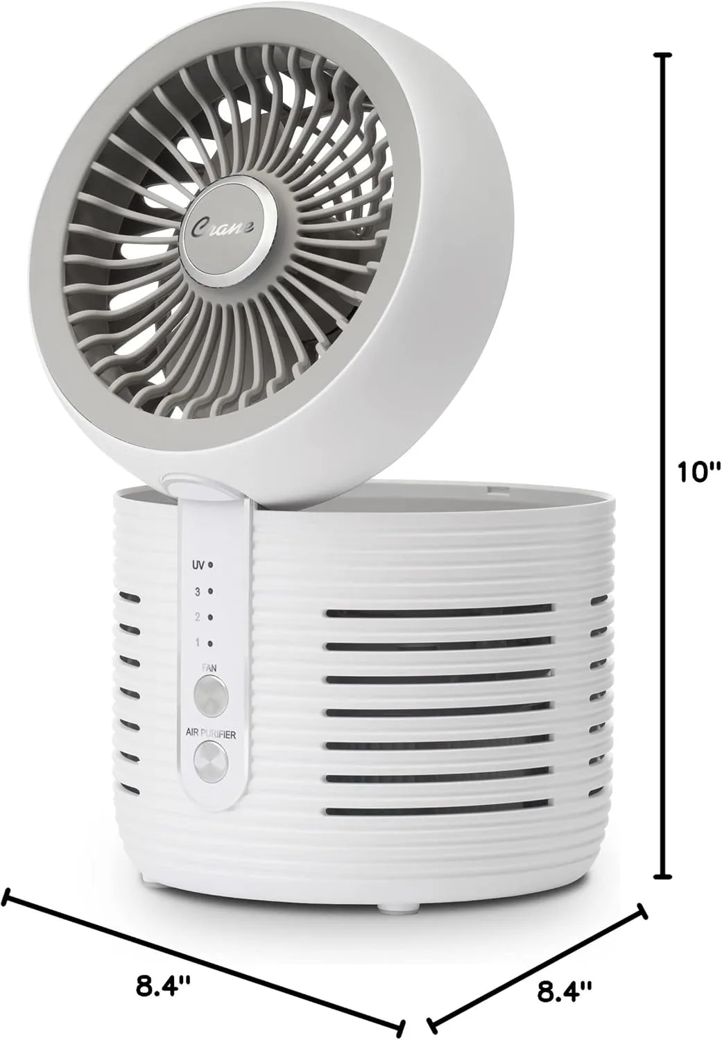 Crane 2-in-1 Air Purifier and Desk Fan, Fan and Air Purifier Combo, Ideal Office Desk Fan, Night Stand Fan