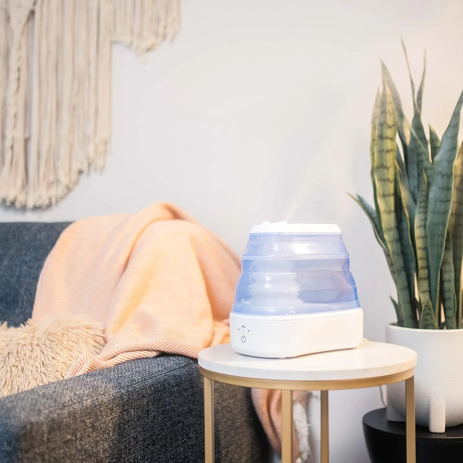 Crane Collapsible Cool Mist Humidifier for Bedroom and Office, 1 Gallon Portable Humidifier for Travel and Easy Storage