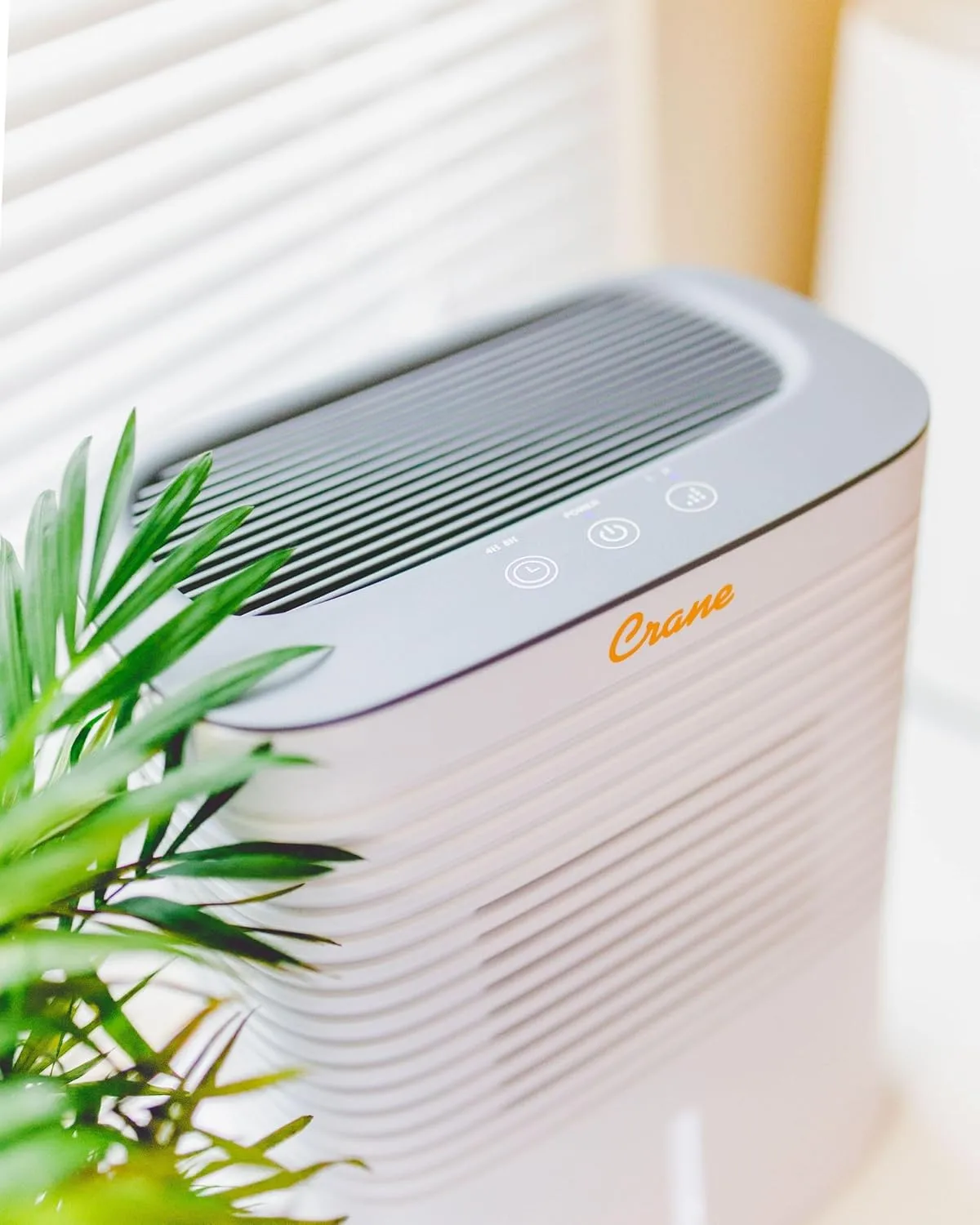 Crane Compact Dehumidifier for 300 Sq Ft Rooms, 0.5 Gallon Tank, Timer, Auto Shut-Off, Whisper Quiet, White