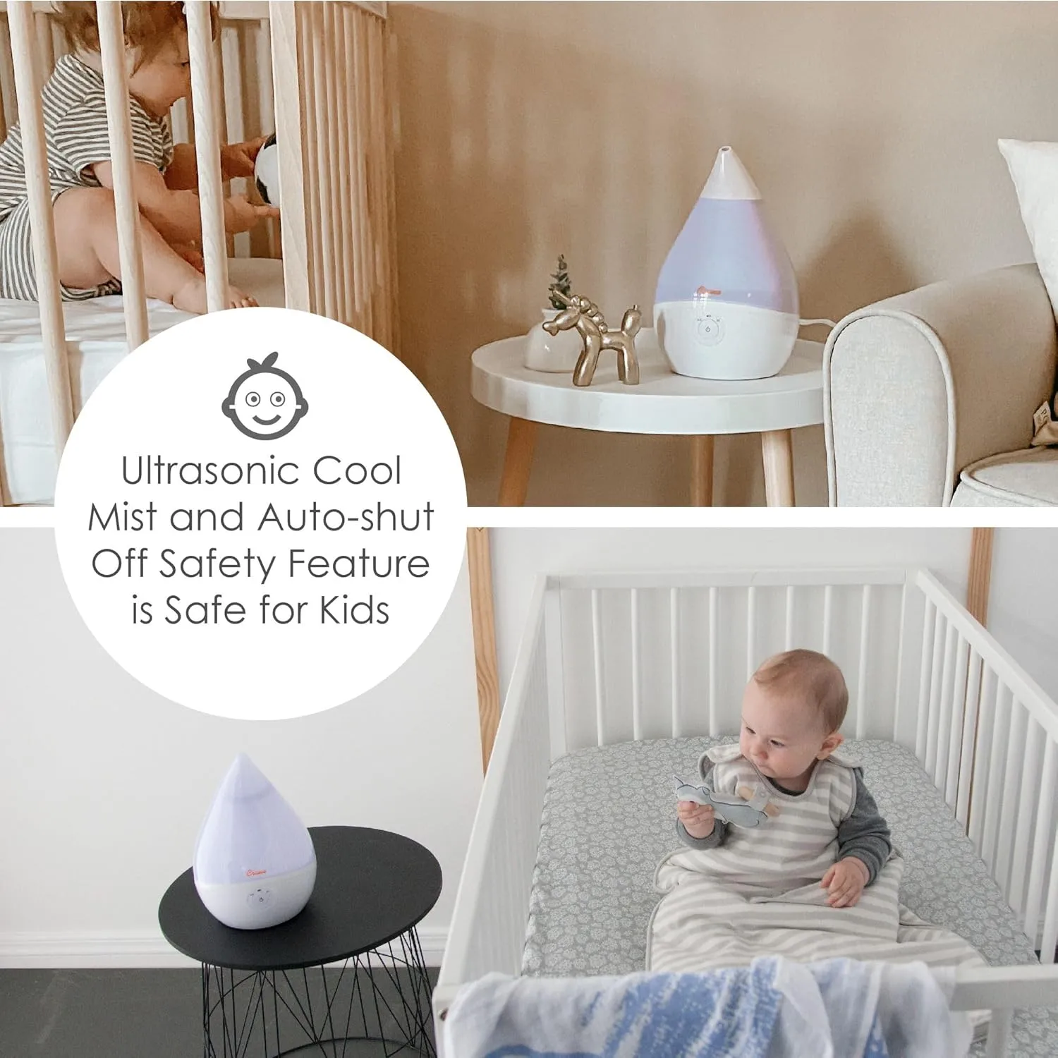 CRANE Droplet/Teardrop Ultrasonic Cool Mist Humidifier, 0.5 Gallon