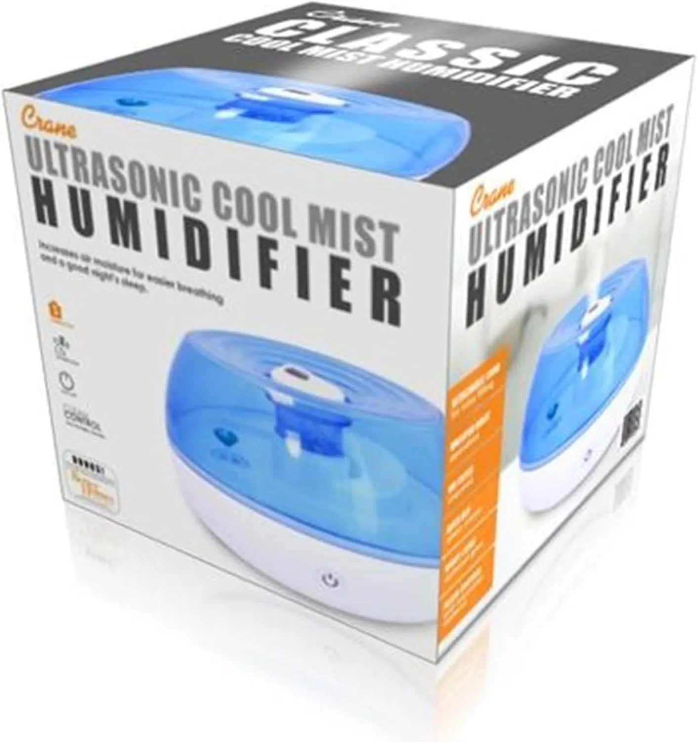 Crane Personal Ultrasonic Cool Mist Travel Humidifier and Vaporizer for Congestion Relief, 360° Adjustable Nozzle