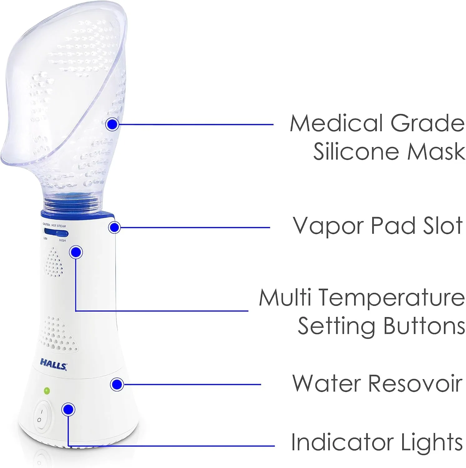 Crane x Halls Personal Vaporizer Steam Inhaler, Throat Steamer, Warm Steam Sinus Inhaler for Congestion and Cough Relief