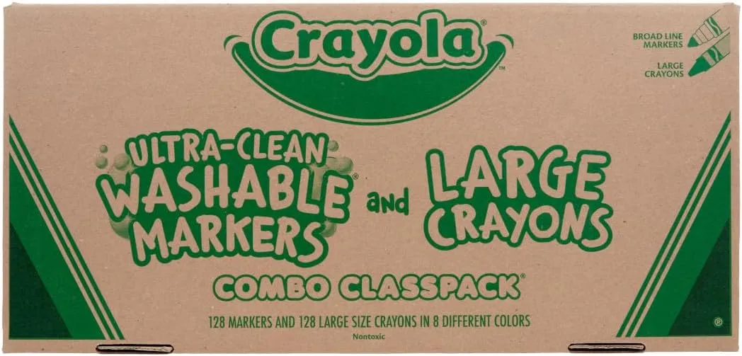 Crayola Large Crayons & Ultra Clean Washable Markers (256 Count), Assorted Colors, Styles Vary