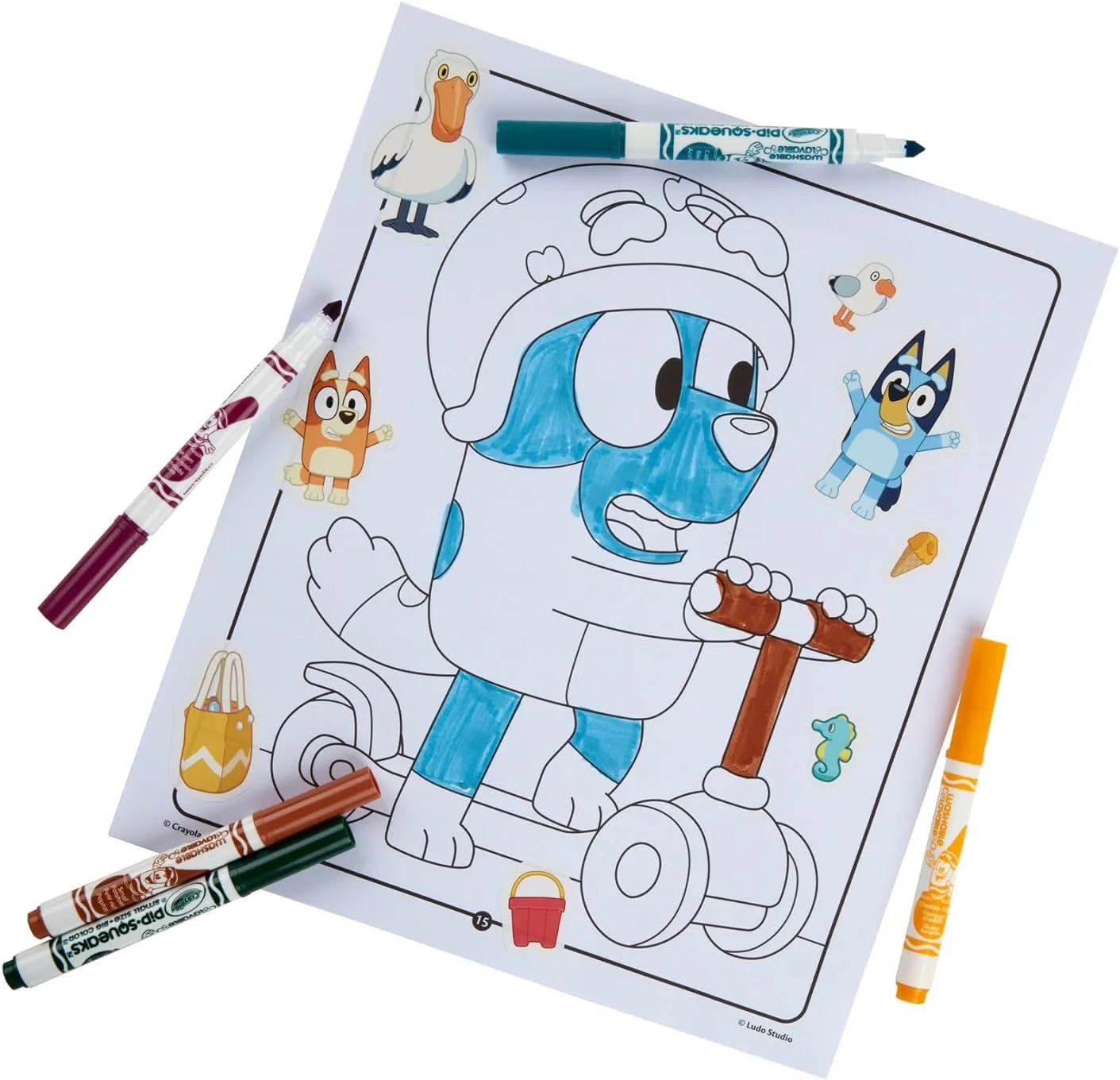 Crayola Bluey Color & Sticker Activity Set with Pipsqueak Markers, Ages 3+