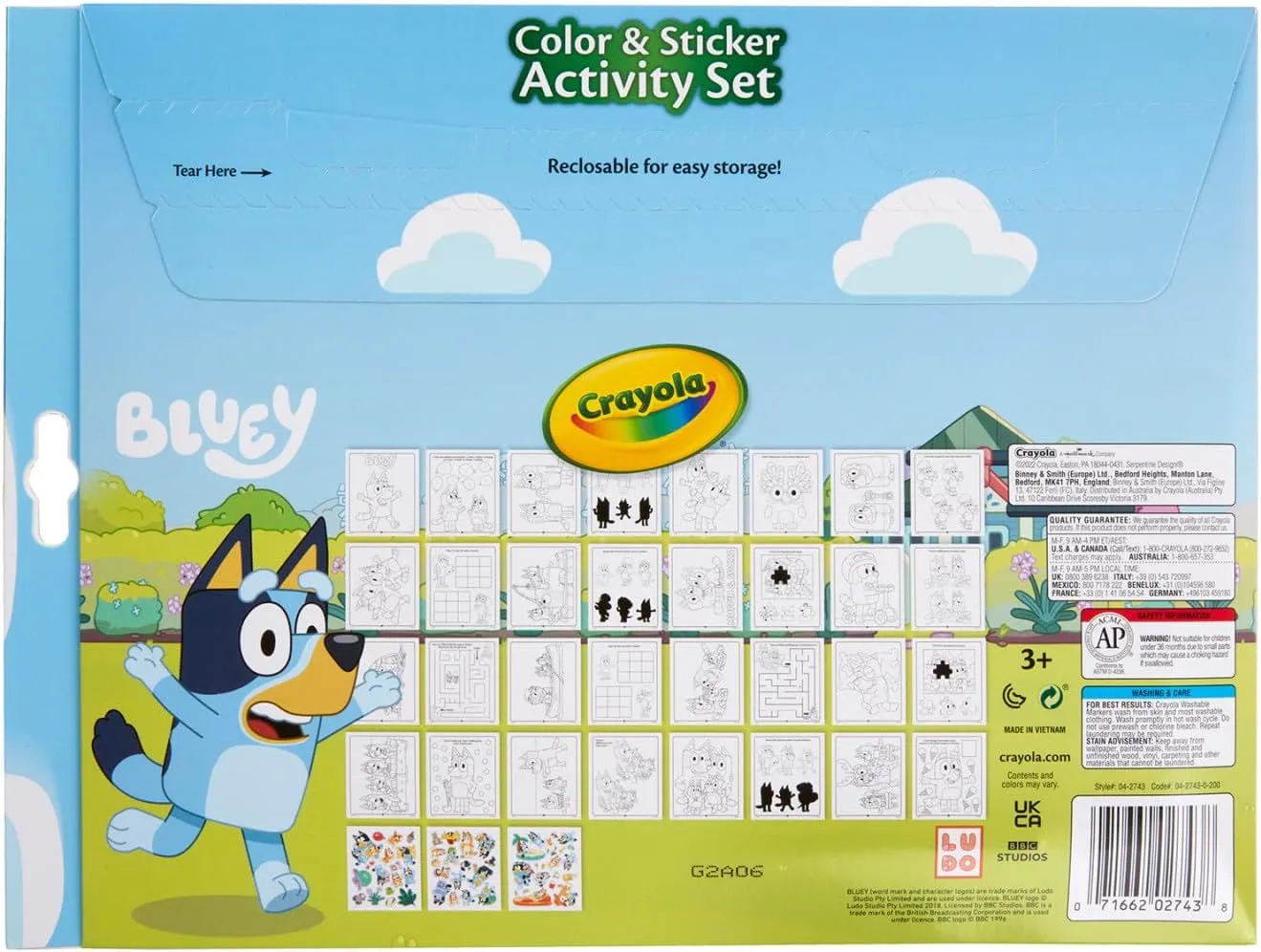 Crayola Bluey Color & Sticker Activity Set with Pipsqueak Markers, Ages 3+