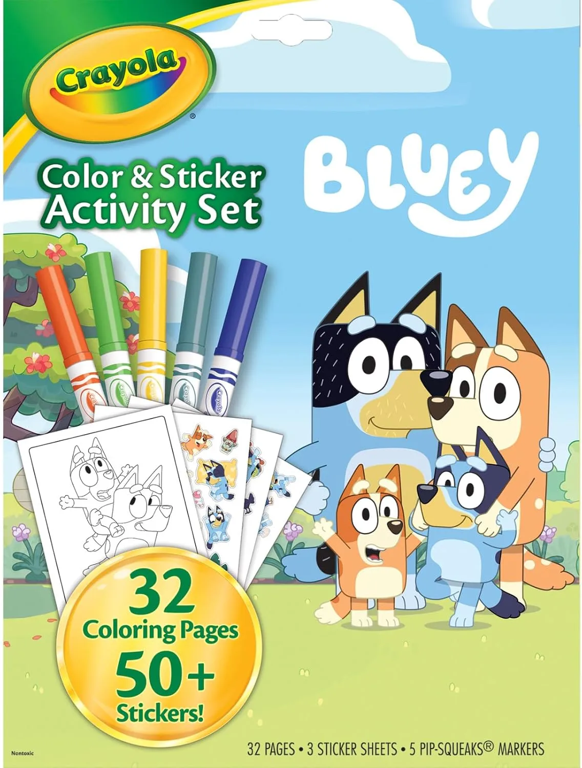 Crayola Bluey Color & Sticker Activity Set with Pipsqueak Markers, Ages 3+