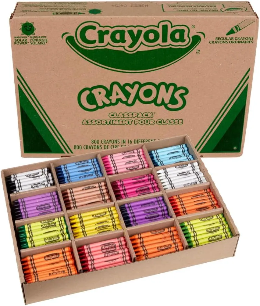 Crayola Bulk Crayon Classpack - 800ct (16 Colors), Back to School Essentials, Kids Crayons