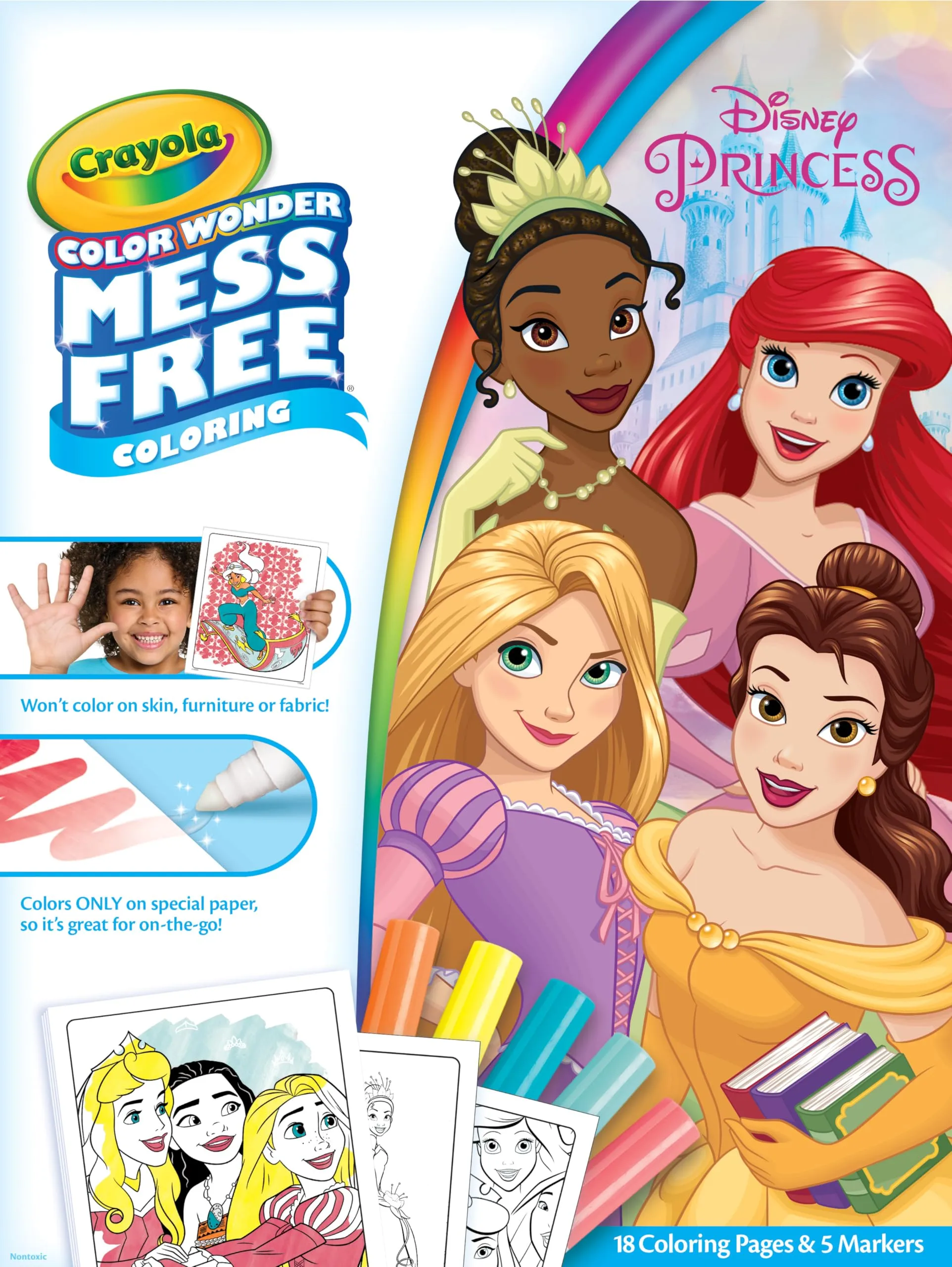 Crayola Color Wonder Disney Princess Mess-Free Coloring Pad with 5 Markers, 18 Pages