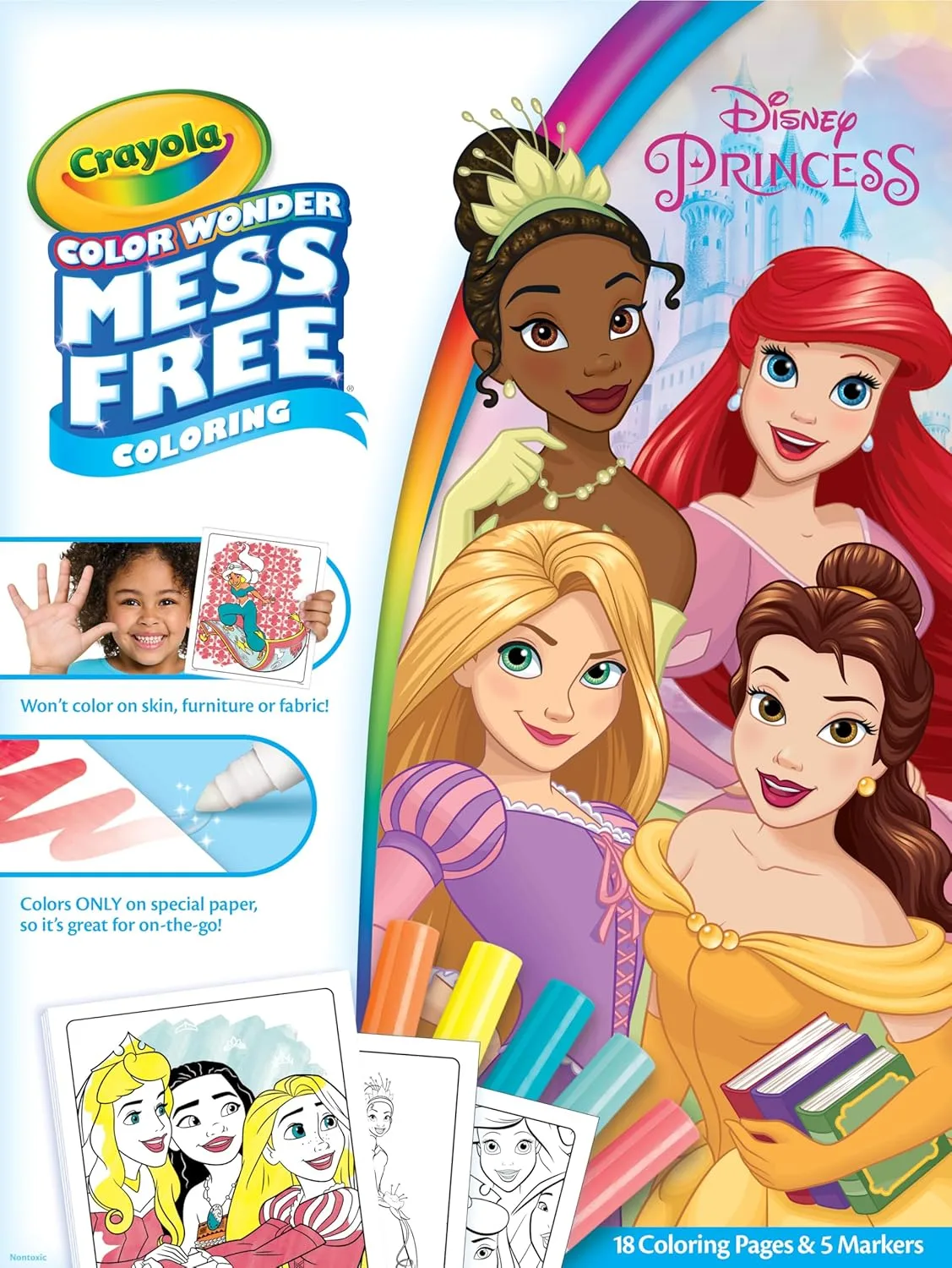 Crayola Color Wonder Disney Princess Mess-Free Coloring Pad with 5 Markers, 18 Pages