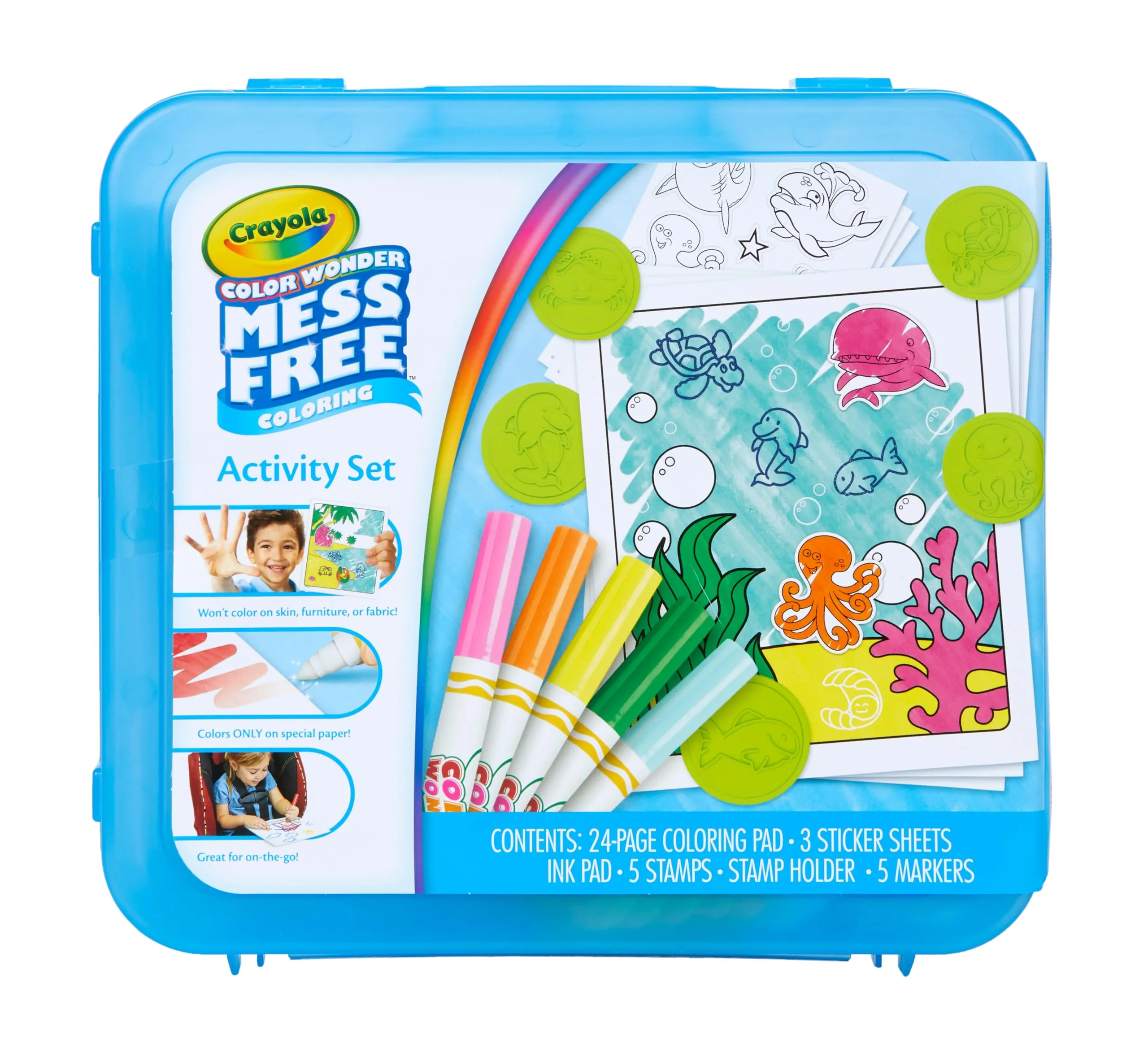 Crayola Color Wonder Mess Free Coloring Activity Set (30+ Pcs), with Markers, Stamps, and Stickers, Gift for Toddlers, 3+