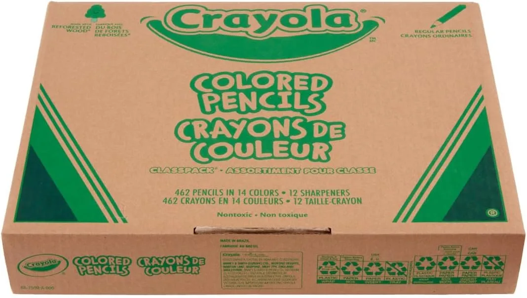 Crayola Colored Pencil Classpack (462ct), Bulk Colored Pencils, 14 Assorted Colors, School Supplies for Teachers, Ages 3+