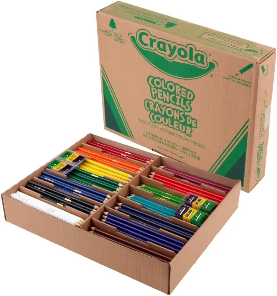 Crayola Colored Pencil Classpack (462ct), Bulk Colored Pencils, 14 Assorted Colors, School Supplies for Teachers, Ages 3+