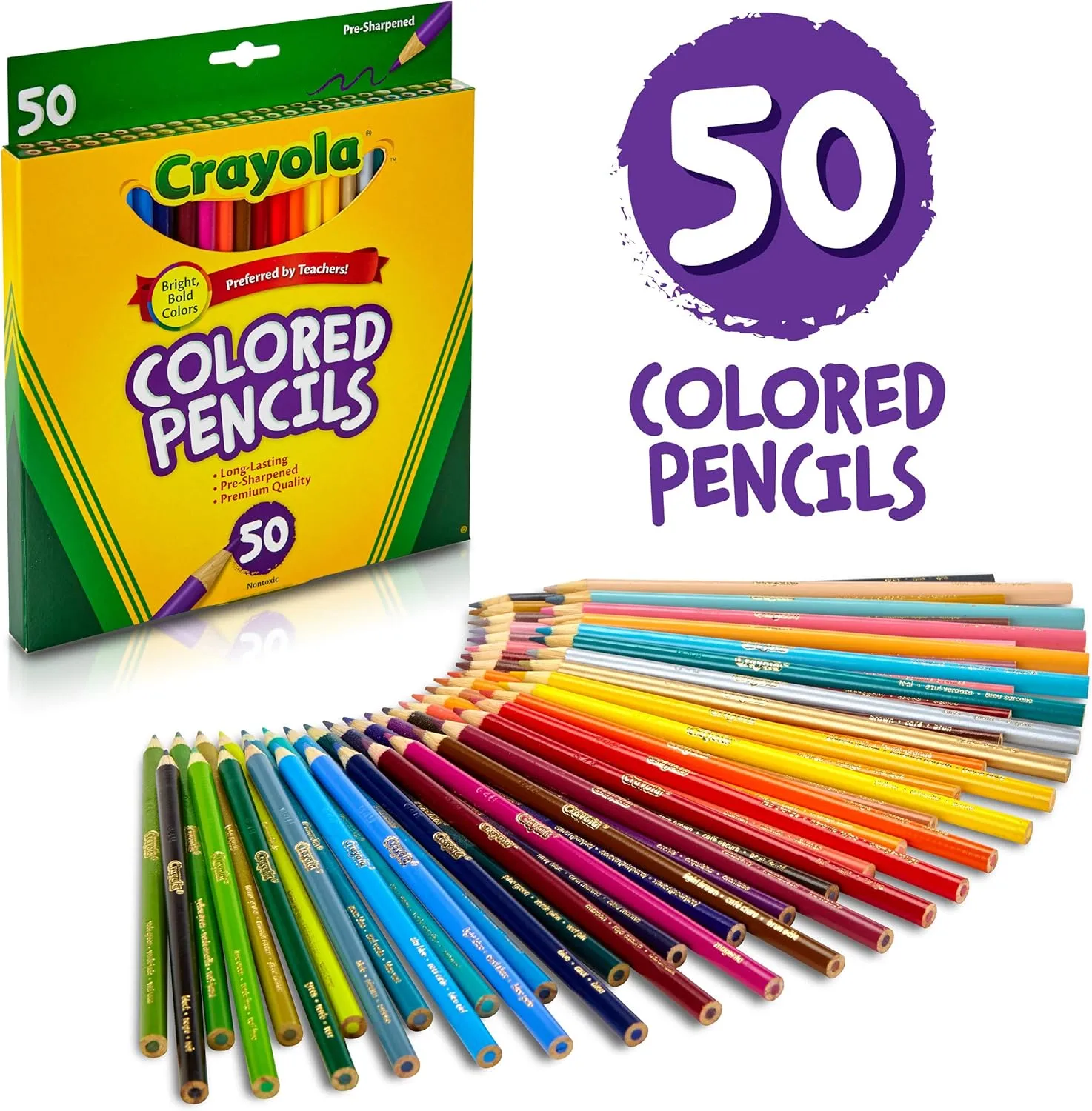 Crayola Colored Pencils, Assorted Colors - 50 Count