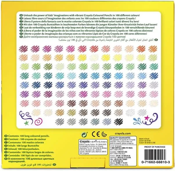 Crayola Colored Pencils, Assorted Colors, Set Of 100 Pencils