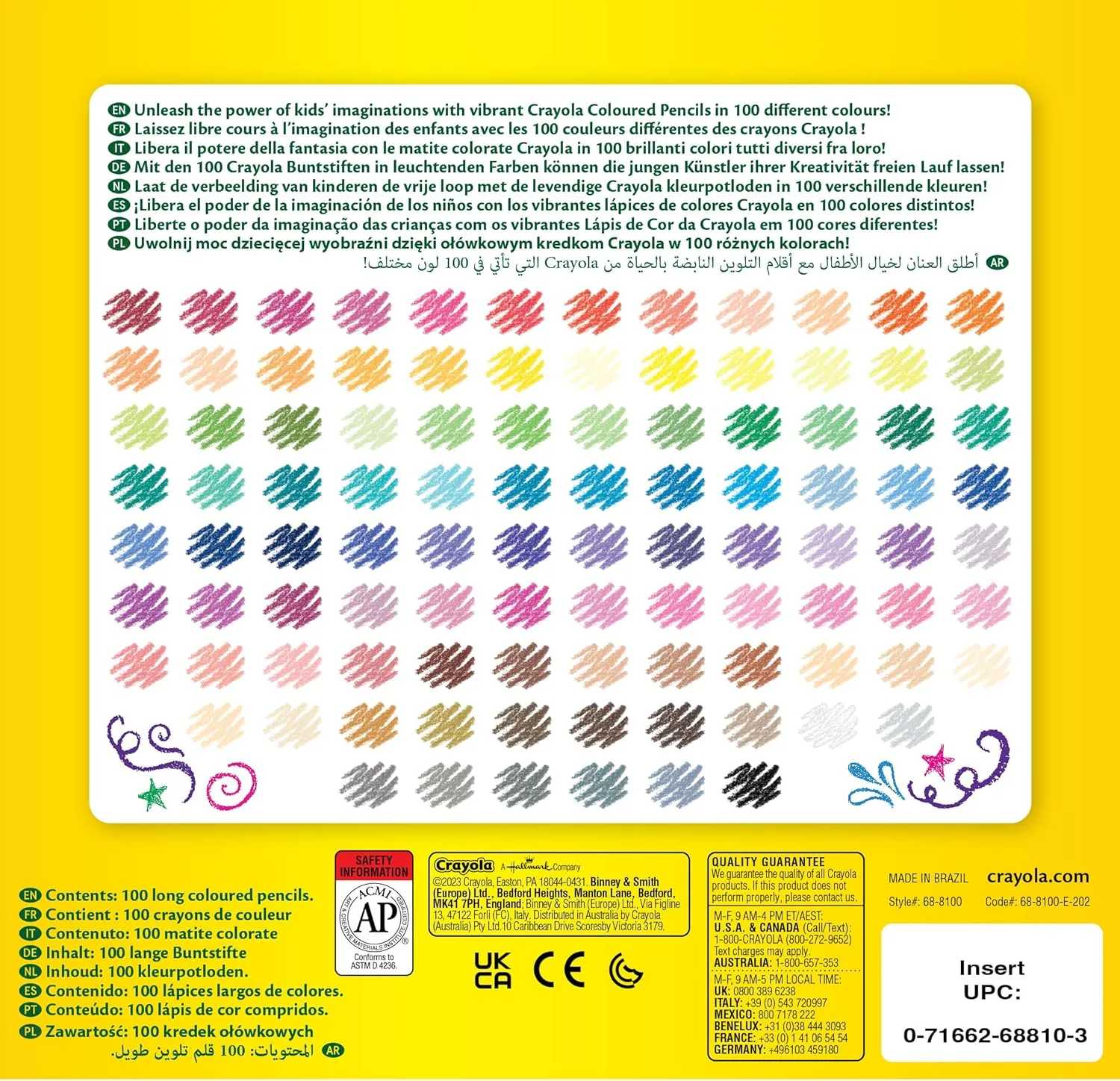 Crayola Colored Pencils, Assorted Colors, Set Of 100 Pencils