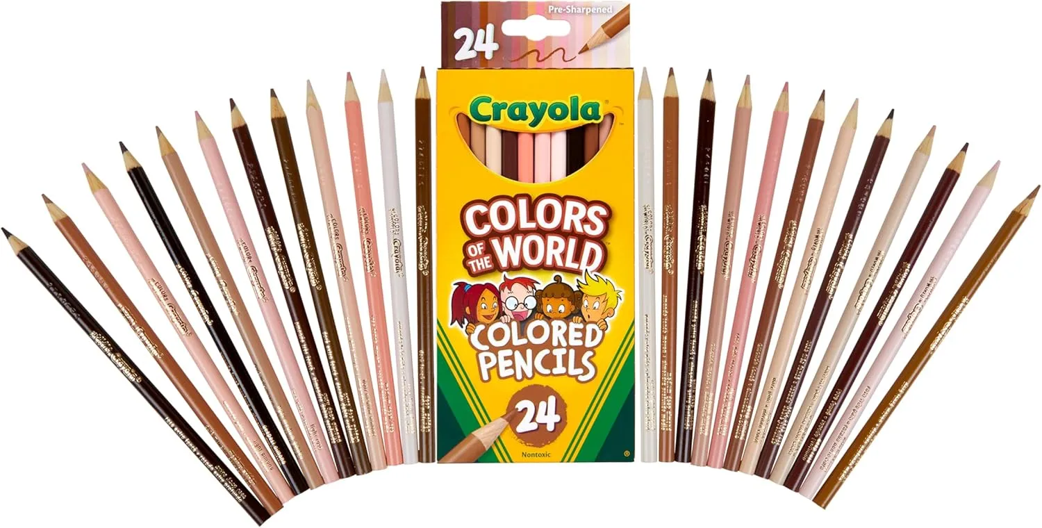 Crayola Colors of the World Colored Pencil Set (24ct), Skin Tone Colored Pencils for Kids, Coloring Book Pencils