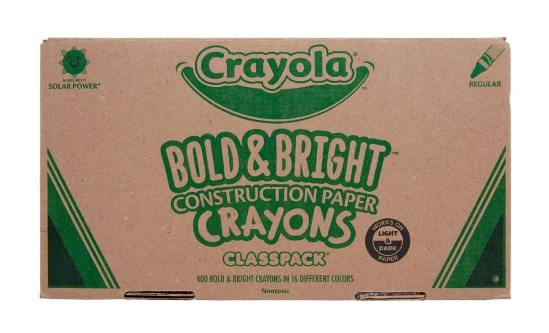 Crayola Construction Paper Crayons Classpack, Bulk Assorted School Supplies, 16 Colors, 400/Set (Packaging May Vary)