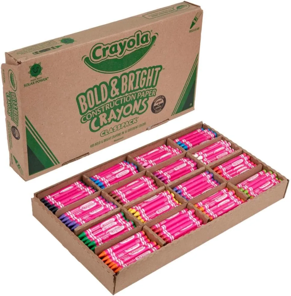 Crayola Construction Paper Crayons Classpack, Bulk Assorted School Supplies, 16 Colors, 400/Set (Packaging May Vary)