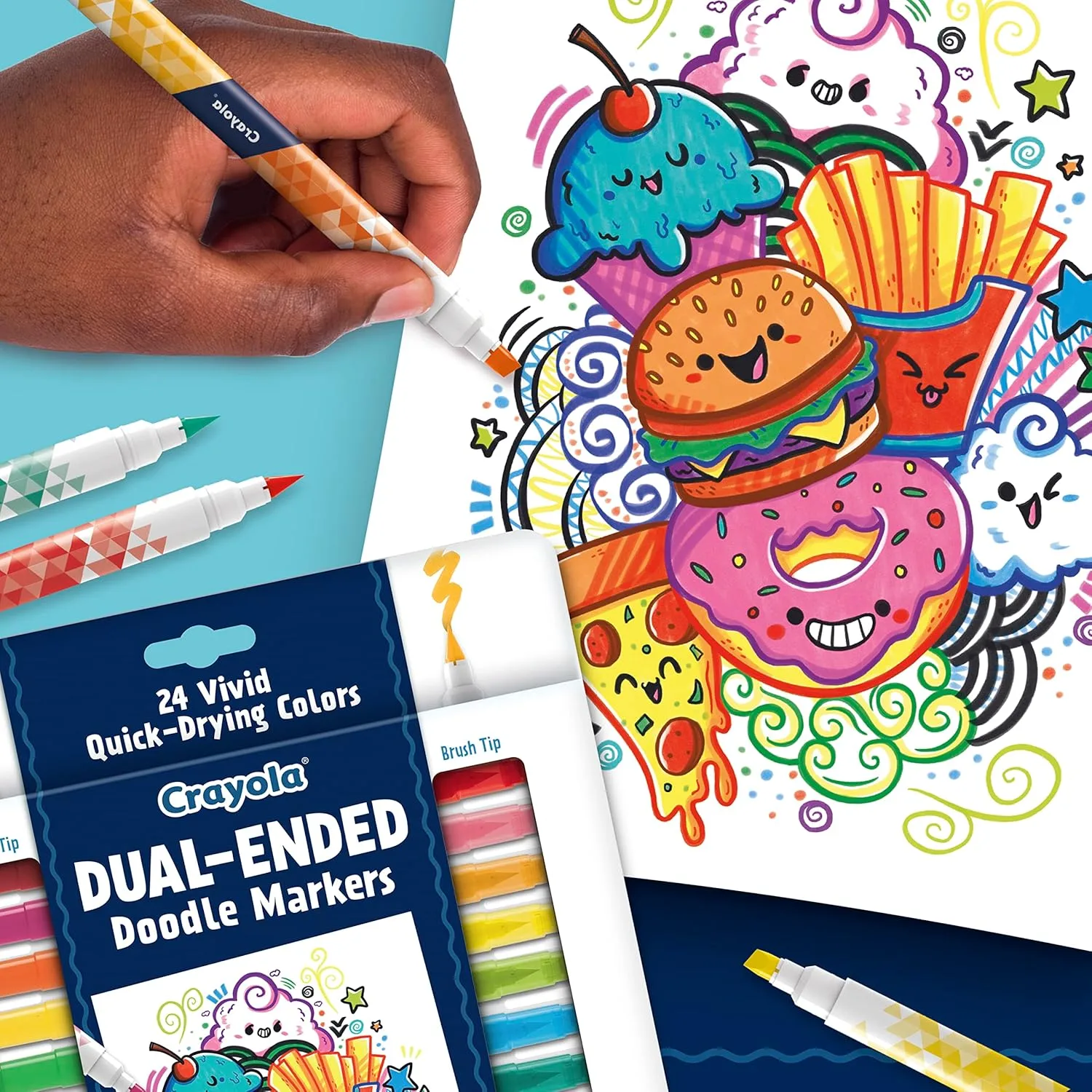 Crayola Dual-Ended Chisel & Brush Markers, 12 Count (24 Colors)