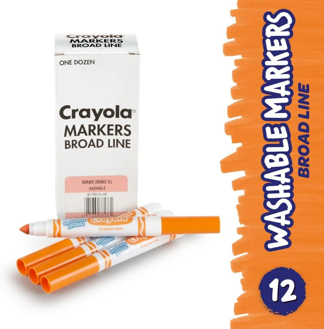 CRAYOLA Washable Broad Line Markers, 12 Count