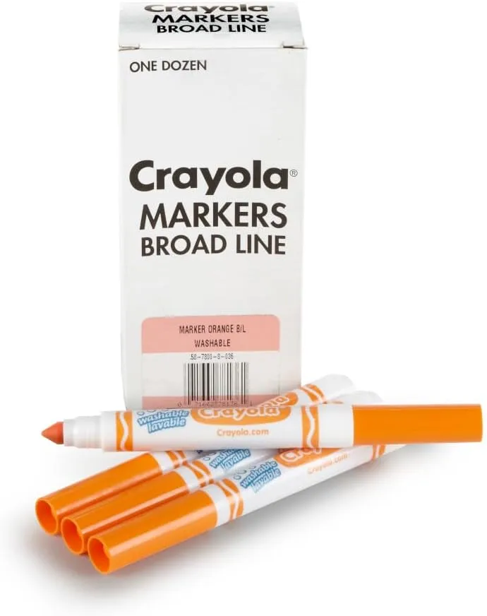 CRAYOLA Washable Broad Line Markers, 12 Count