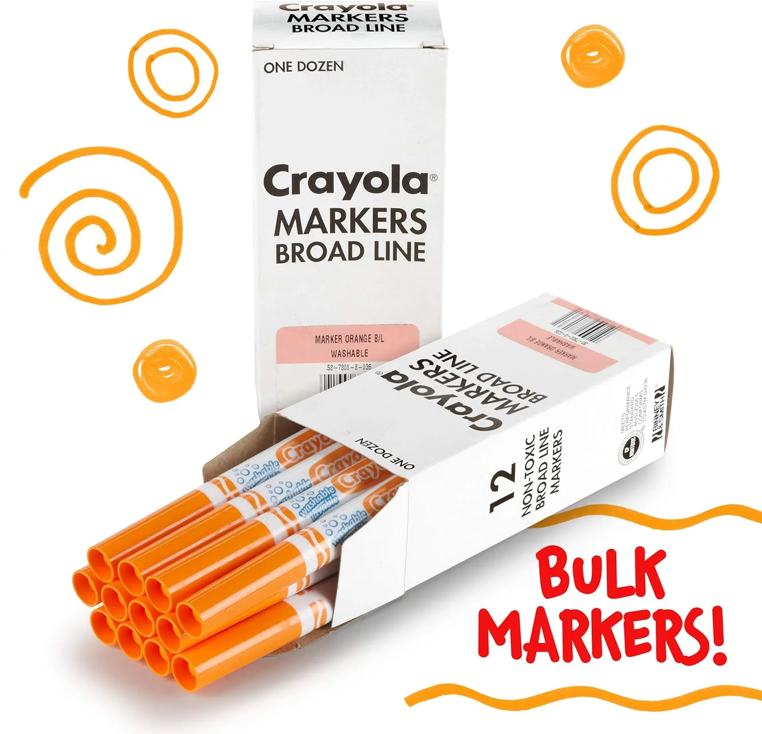 CRAYOLA Washable Broad Line Markers, 12 Count