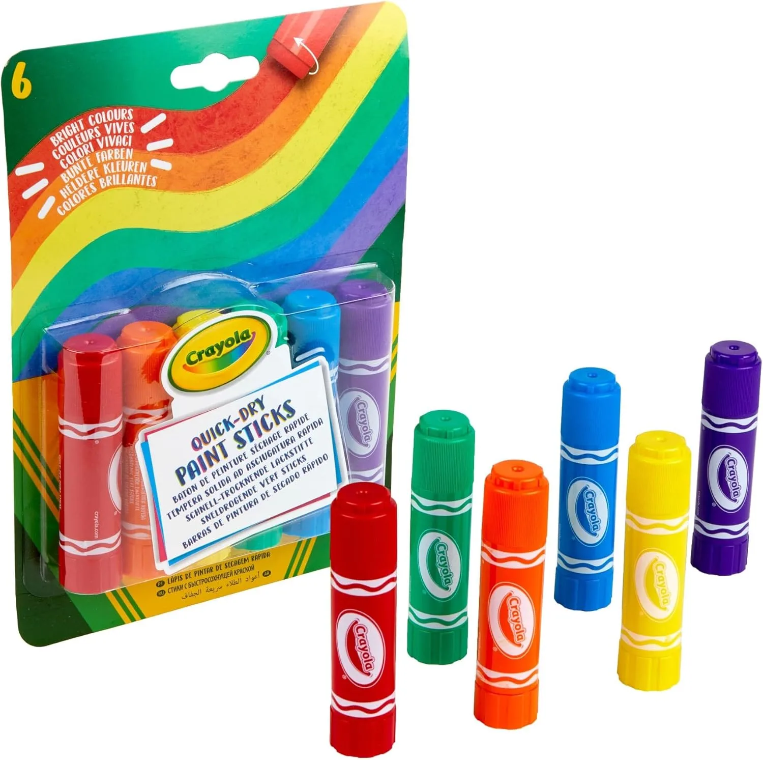 Crayola Paint Sticks, No Water Required, 6 Count, Assorted Colors