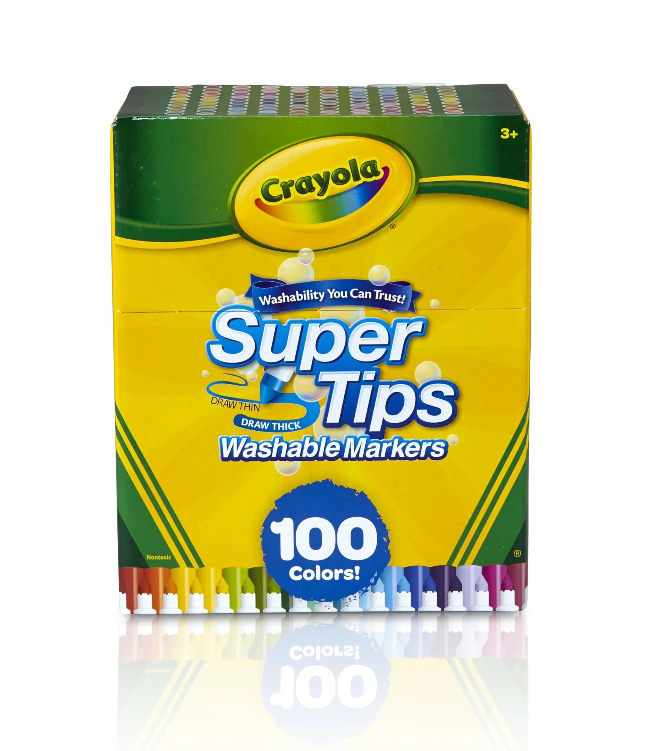Crayola Super Tips Marker Set for Kids (100ct), Broad Tip & Fine Point Washable Art Markers for Kids, Bulk School Supplies, Teacher Classroom Must Haves, Drawing Supplies SuperTips