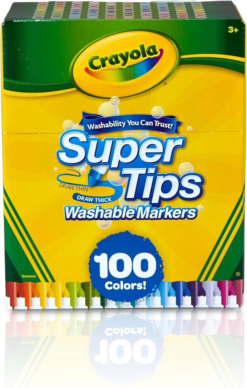 Crayola Super Tips Marker Set for Kids (100ct), Broad Tip & Fine Point Washable Art Markers for Kids, Bulk School Supplies, Teacher Classroom Must Haves, Drawing Supplies SuperTips