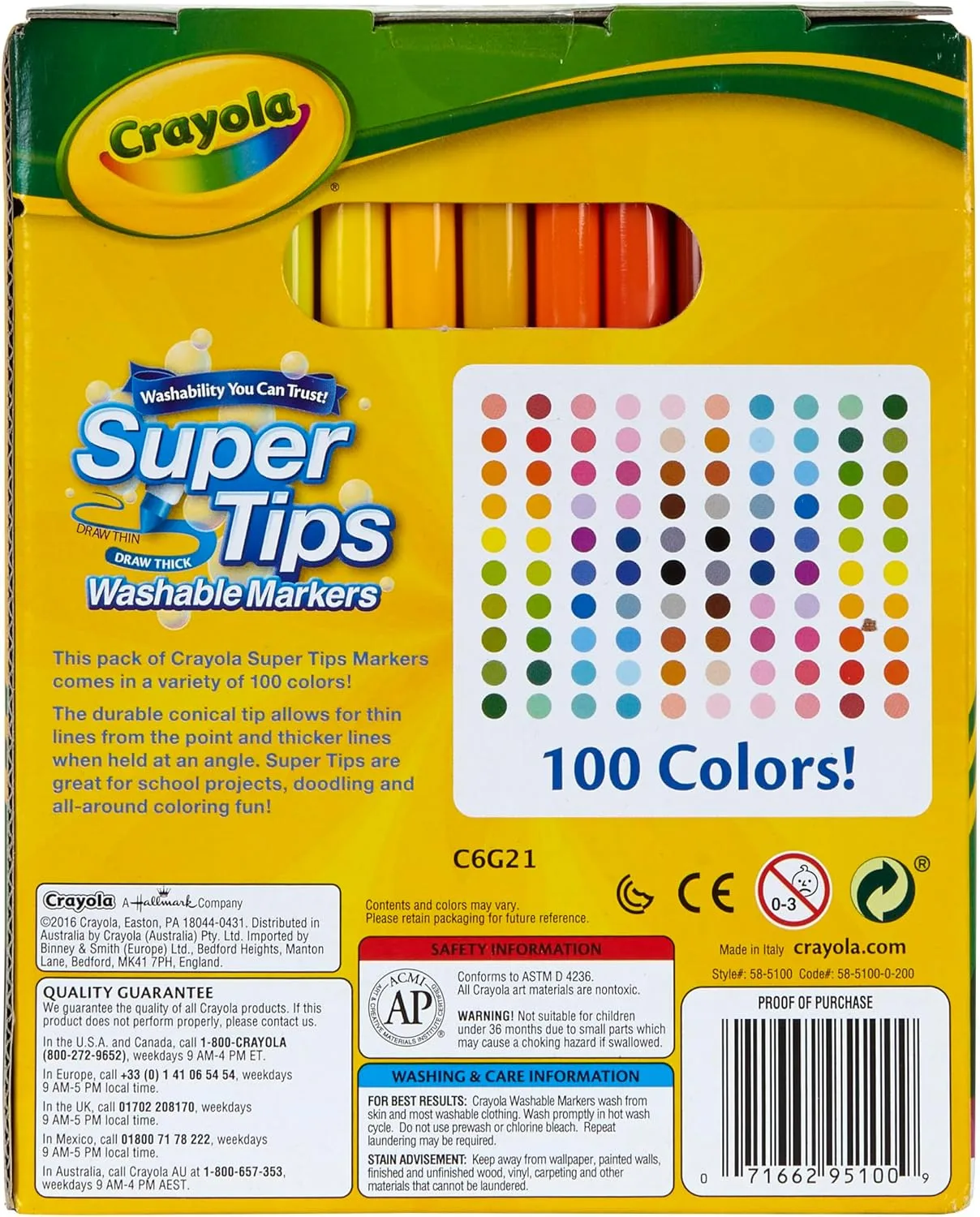 Crayola Super Tips Marker Set for Kids (100ct), Broad Tip & Fine Point Washable Art Markers for Kids, Bulk School Supplies, Teacher Classroom Must Haves, Drawing Supplies SuperTips