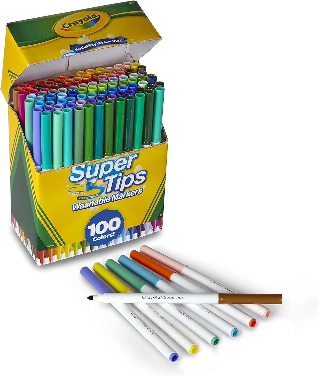 Crayola Super Tips Marker Set for Kids (100ct), Broad Tip & Fine Point Washable Art Markers for Kids, Bulk School Supplies, Teacher Classroom Must Haves, Drawing Supplies SuperTips