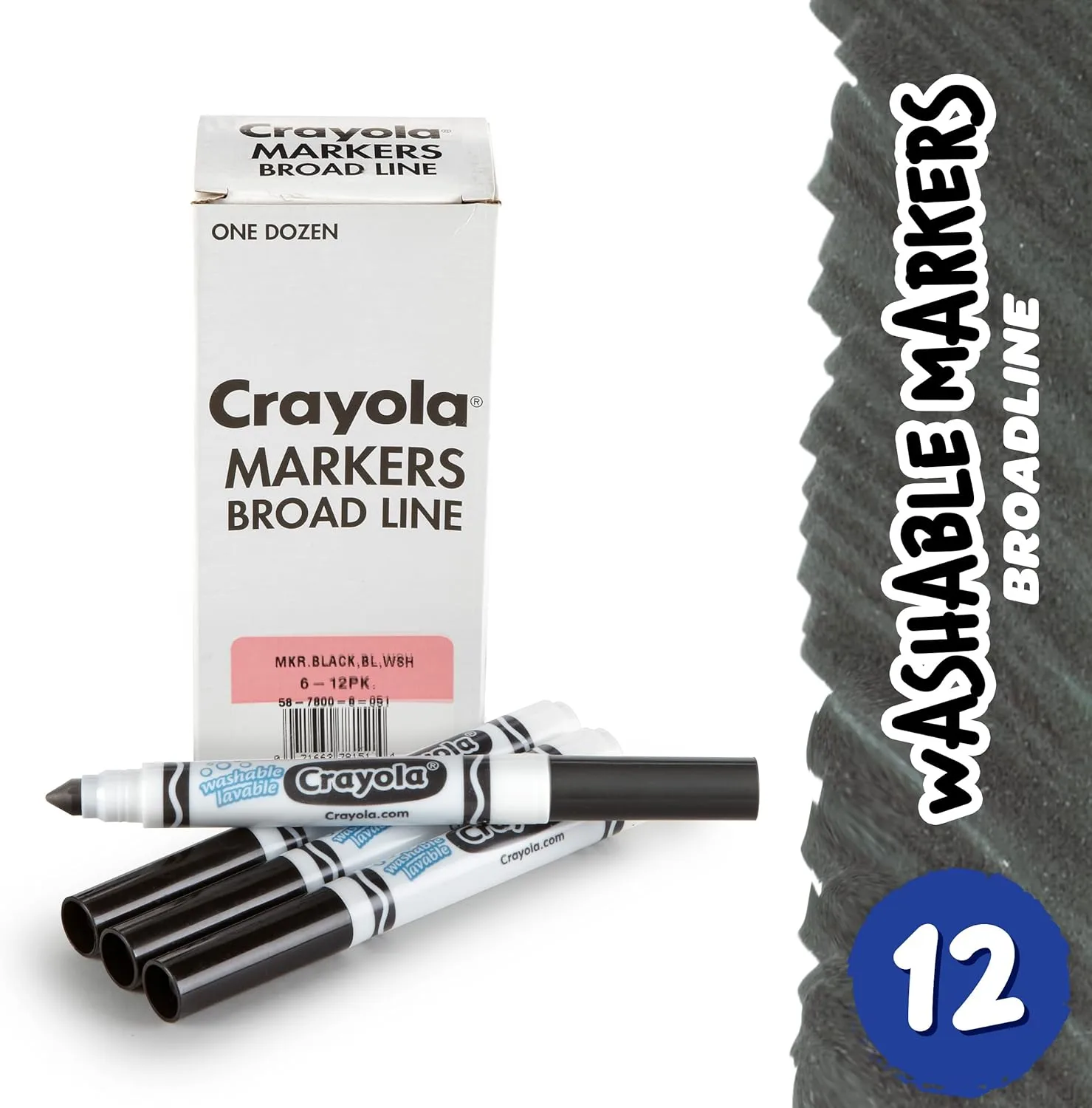 CRAYOLA Washable Broad Line Markers, 12 Count