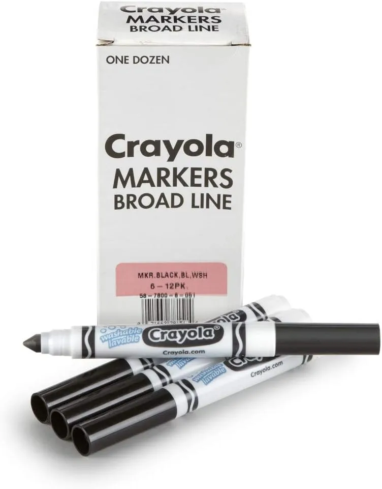 CRAYOLA Washable Broad Line Markers, 12 Count
